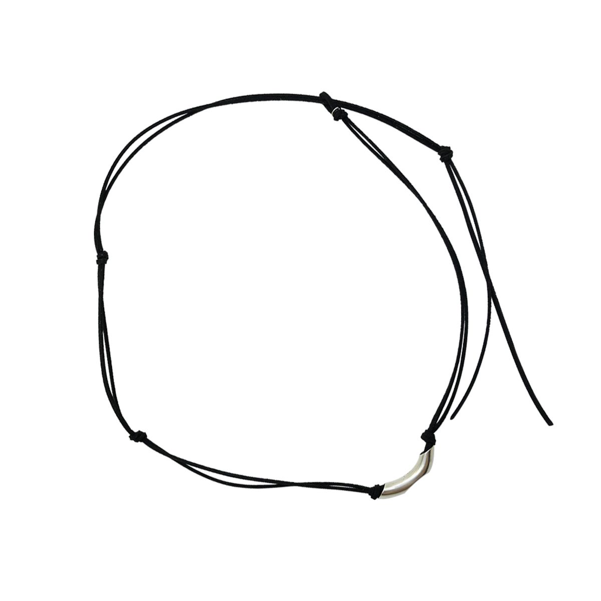 로울(LOWOOL) Black suede LOWL pendant necklace