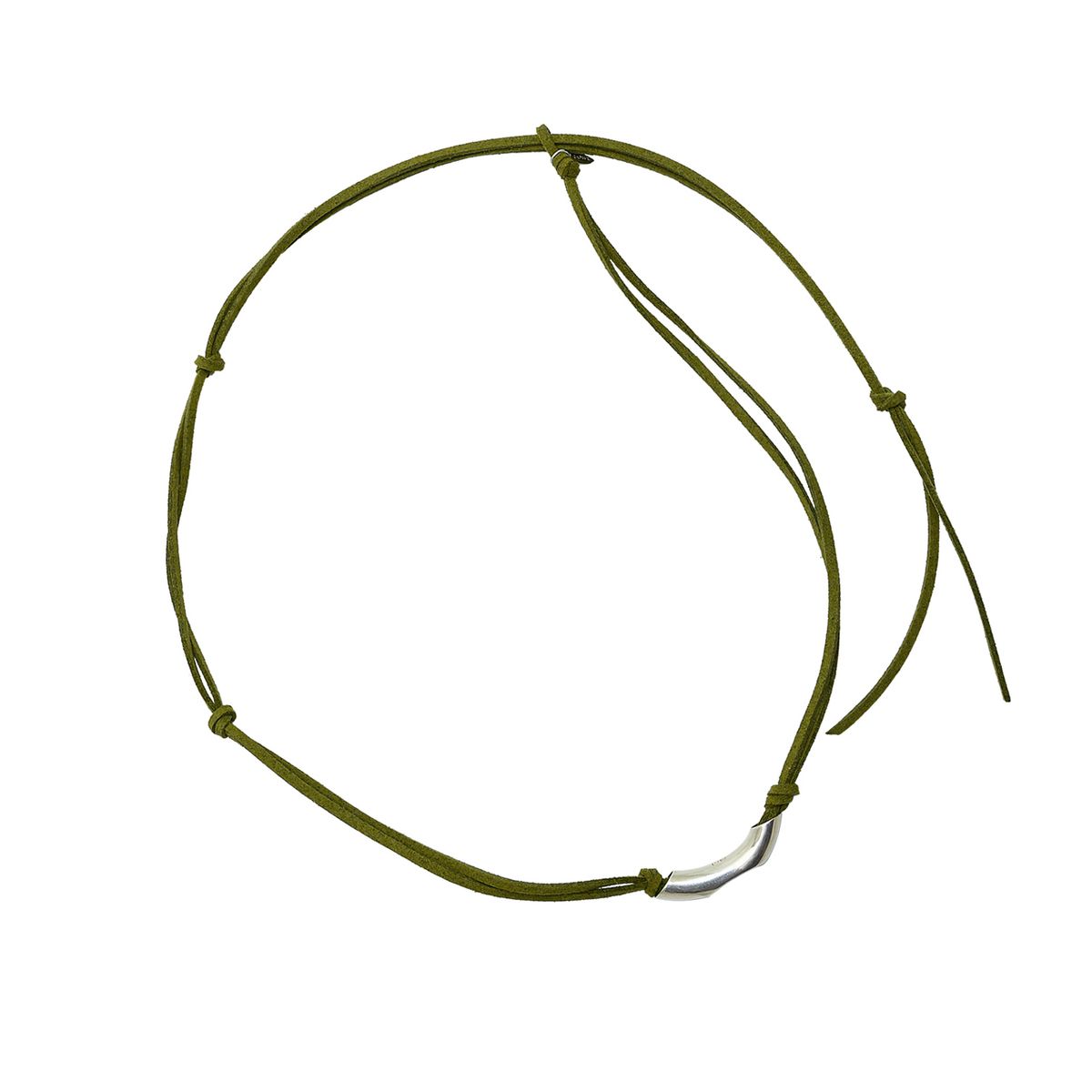 로울(LOWOOL) Khaki suede LOWL pendant necklace