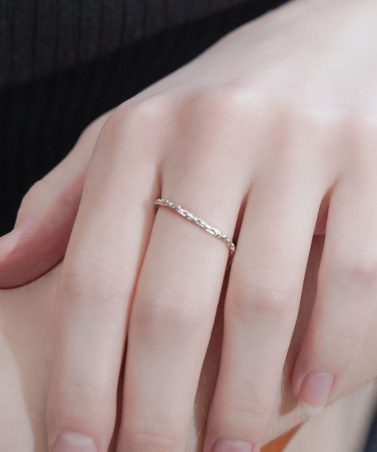 봉보(BONBEAU) Collin cut link silver chain ring 콜린 컷 링크 체인 실버 925 반지