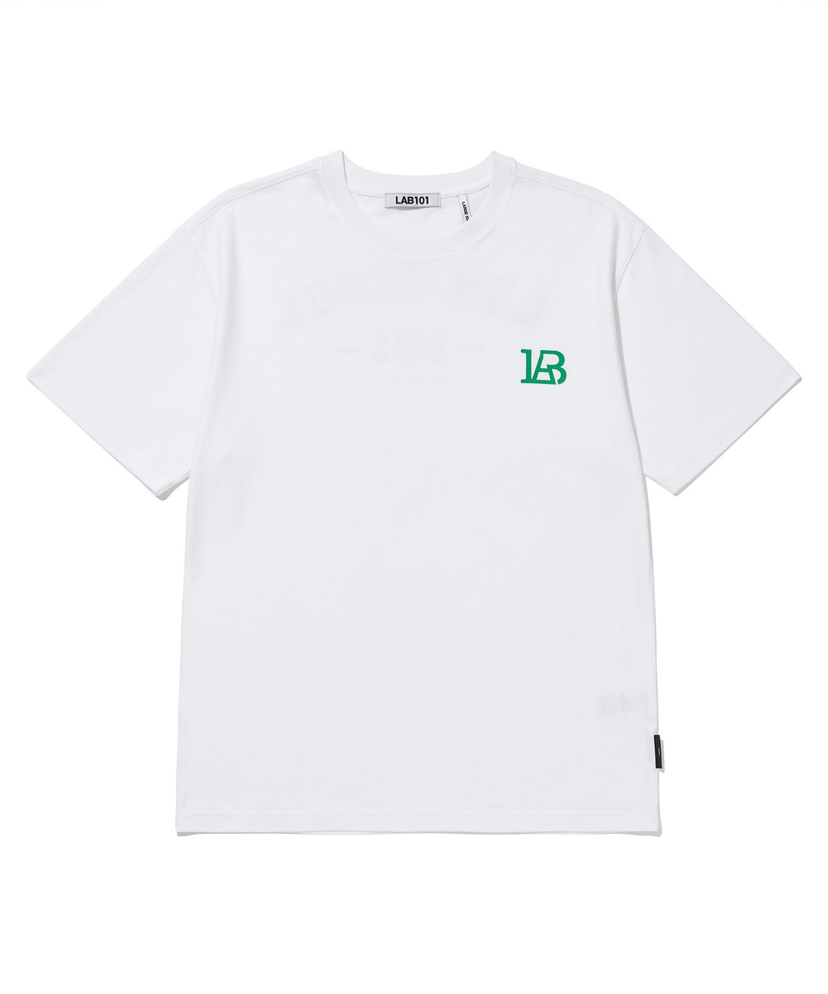 랩원오원(LAB101) 베이스볼 백 로고 티 - 화이트/그린