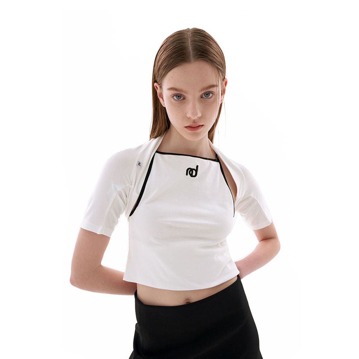 누댓(NUDAT) nd label short sleeved bolero white