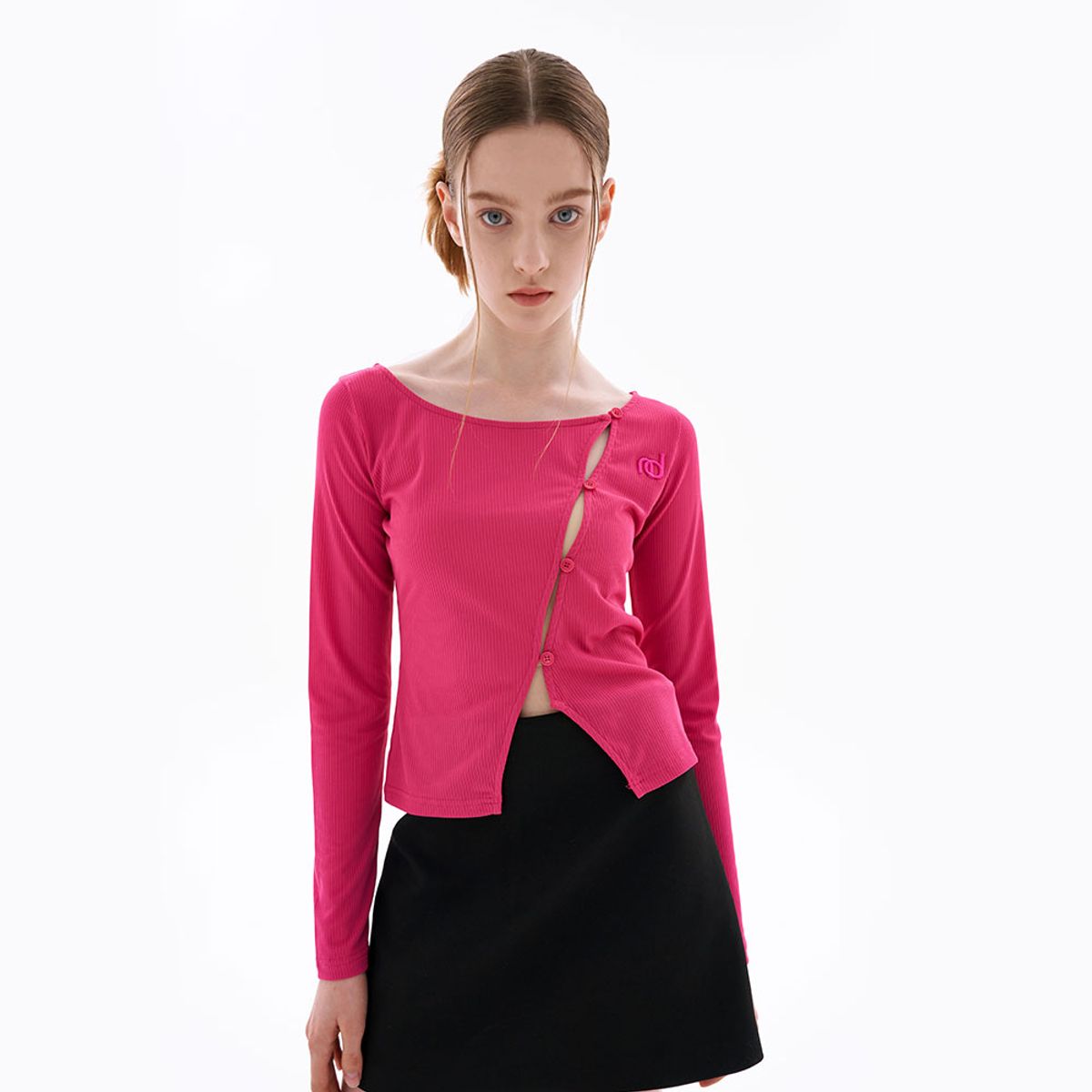 누댓(NUDAT) nd oblique cut cardigan pink