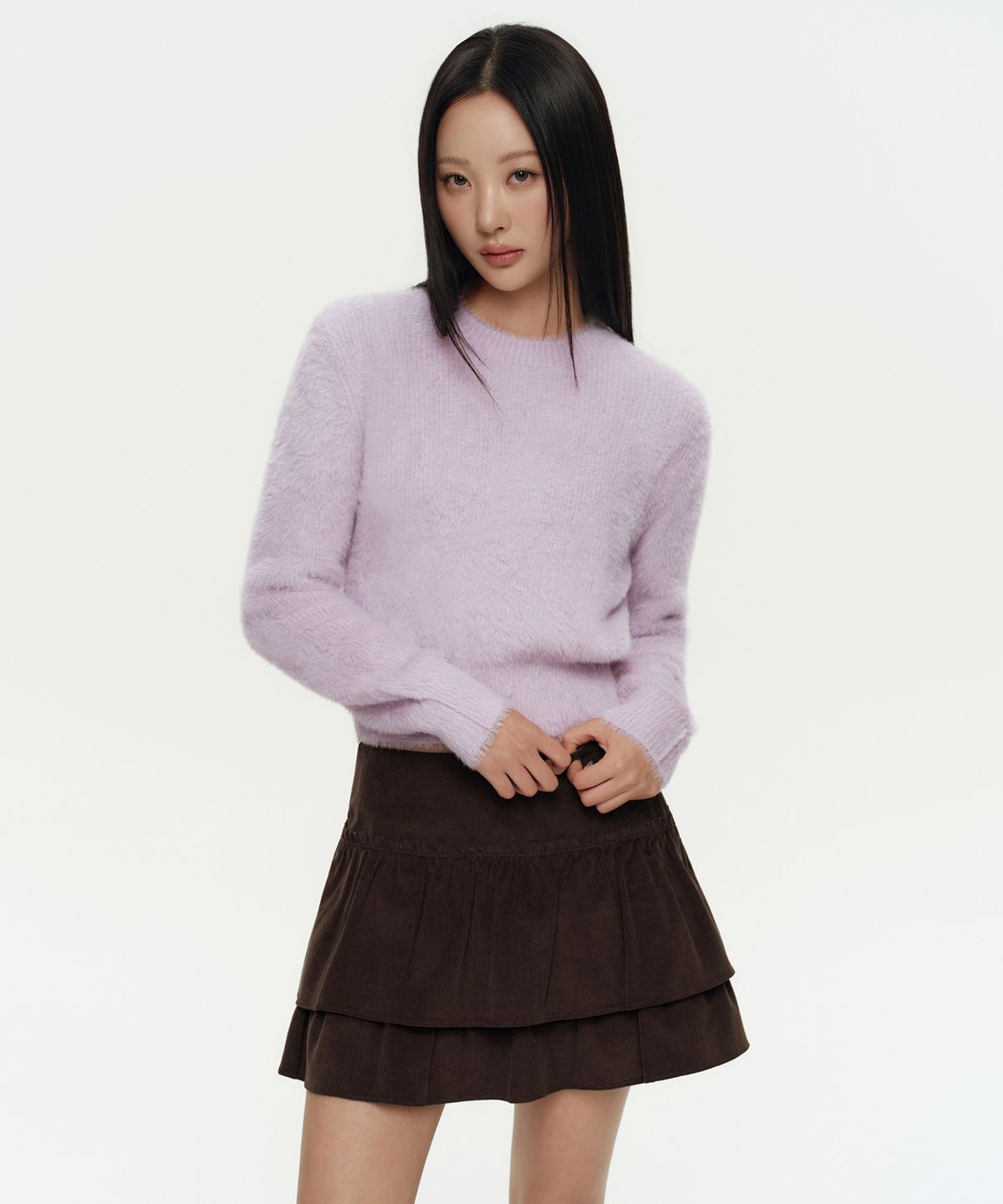 무신사 스탠다드 우먼(MUSINSA STANDARD WOMAN) 우먼즈 퍼지 크루 넥 니트 [라벤더]