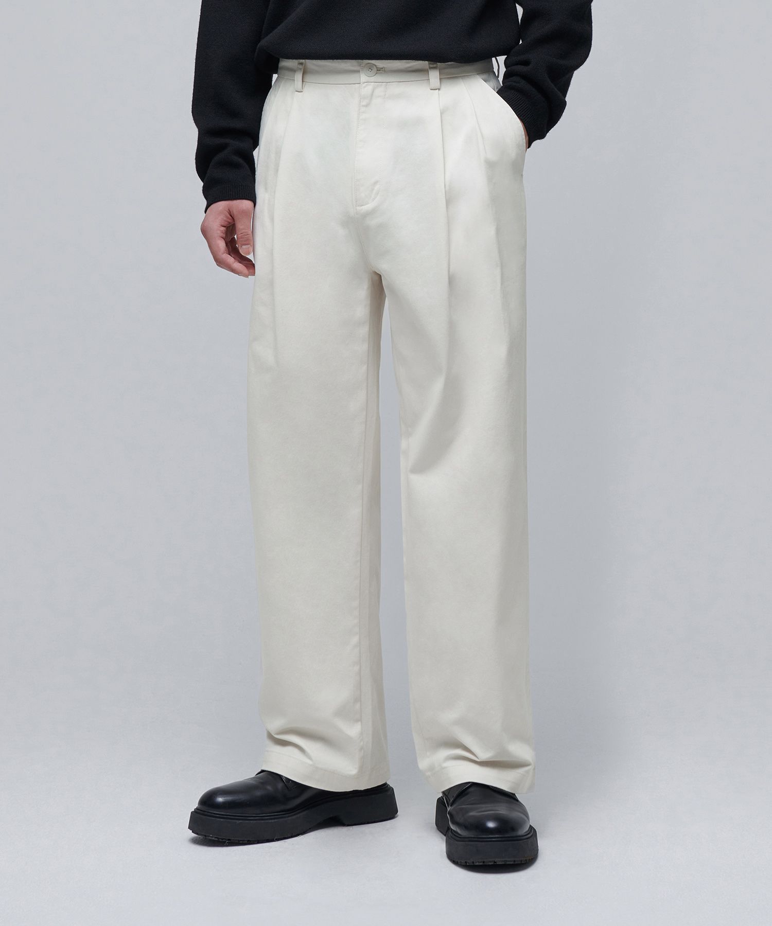 【新品】FASHIRU  tuck wide chino pants サイズ2 tuck wide chino pants/2color/2size | F A S H I R U