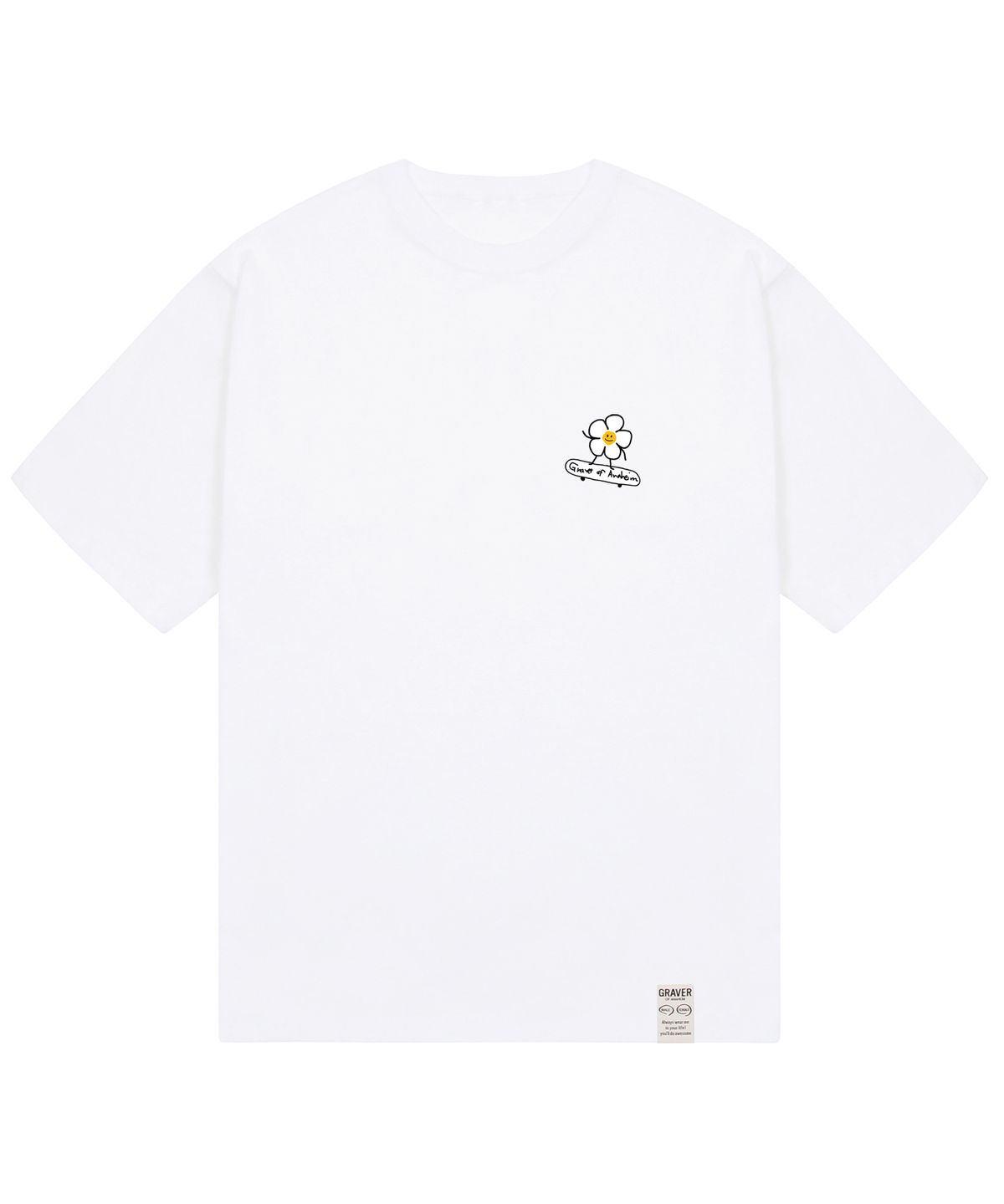 그레이버(GRAVER) [UNISEX]플라워보드 반팔티_화이트