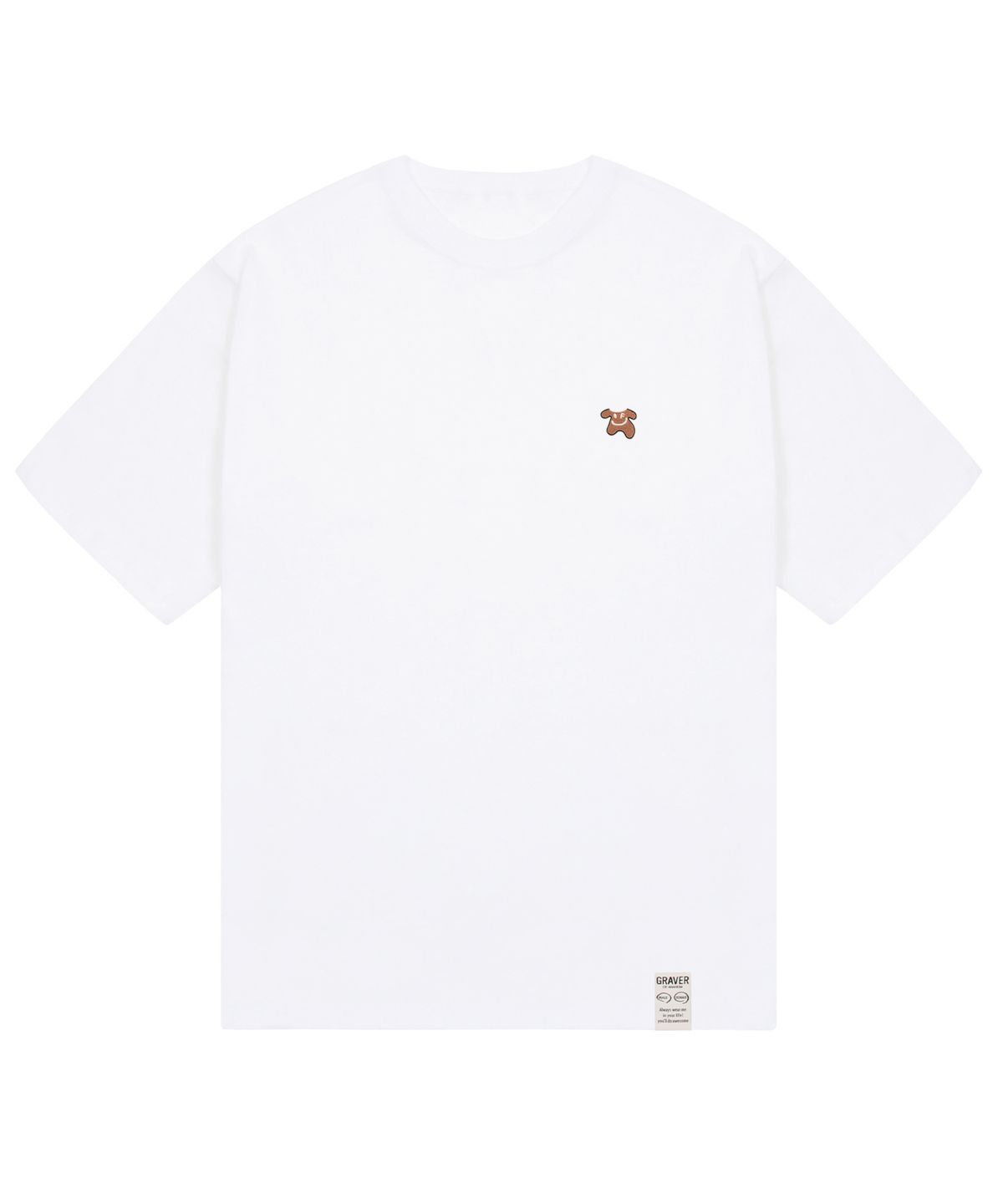 그레이버(GRAVER) [UNISEX]스몰 베어 바디 스마일 반팔티_화이트