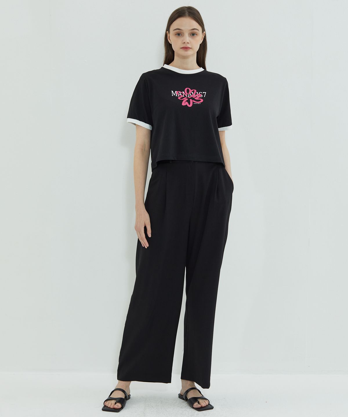 마나비스세븐(MANAVIS7) Cool Wide Banding Slacks Black