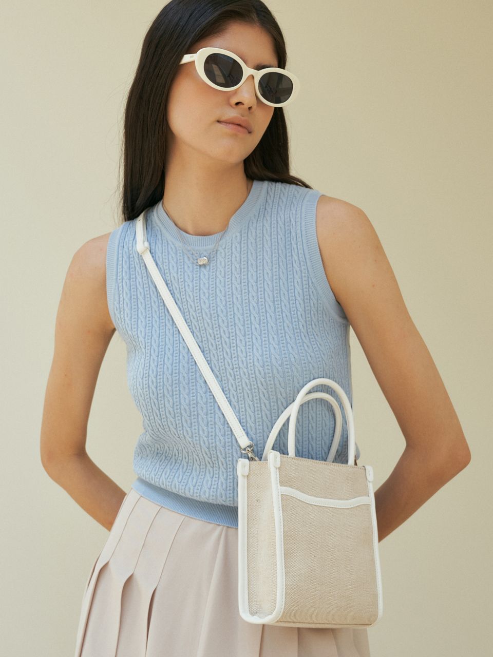 ★DE MERIEL★ Classic Canvas Bag New MiniLinenWhite CANVASBA ☆DE MERIEL☆ Classic Canvas Bag New MiniLinenWhite CANVASBA