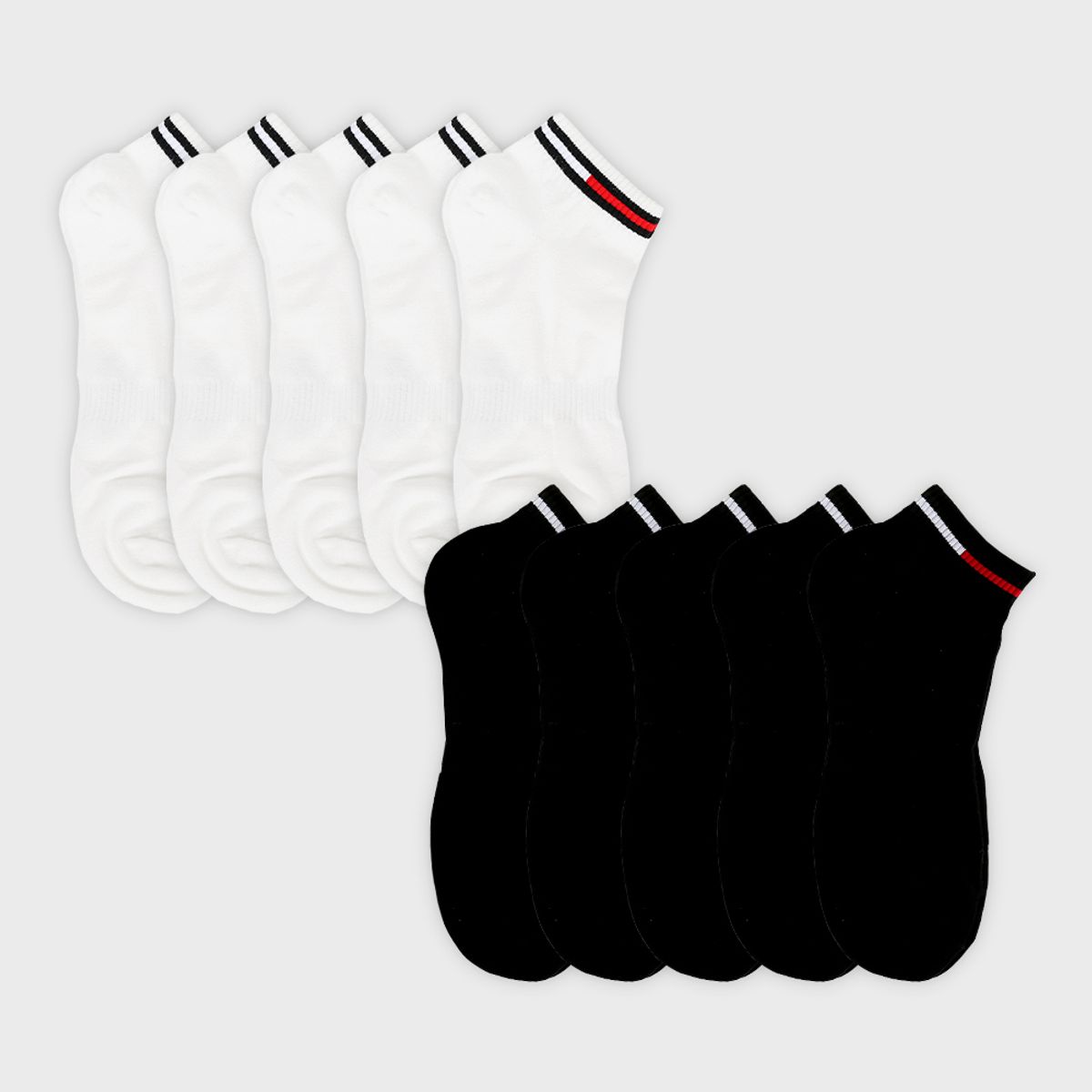 삭스에이(SOCKSA) [10PACK] 베이직 200N 몬드리안 쿼터 밴드 발목 양말