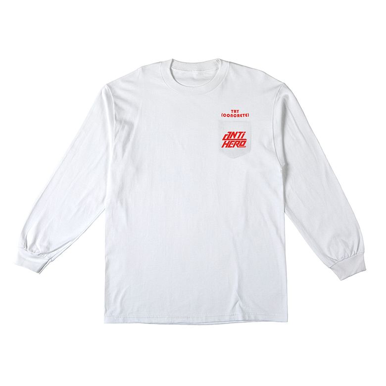 TRY CONCRETE L/S Pocket T-Shirt - WHITE (RED Print) 52020123