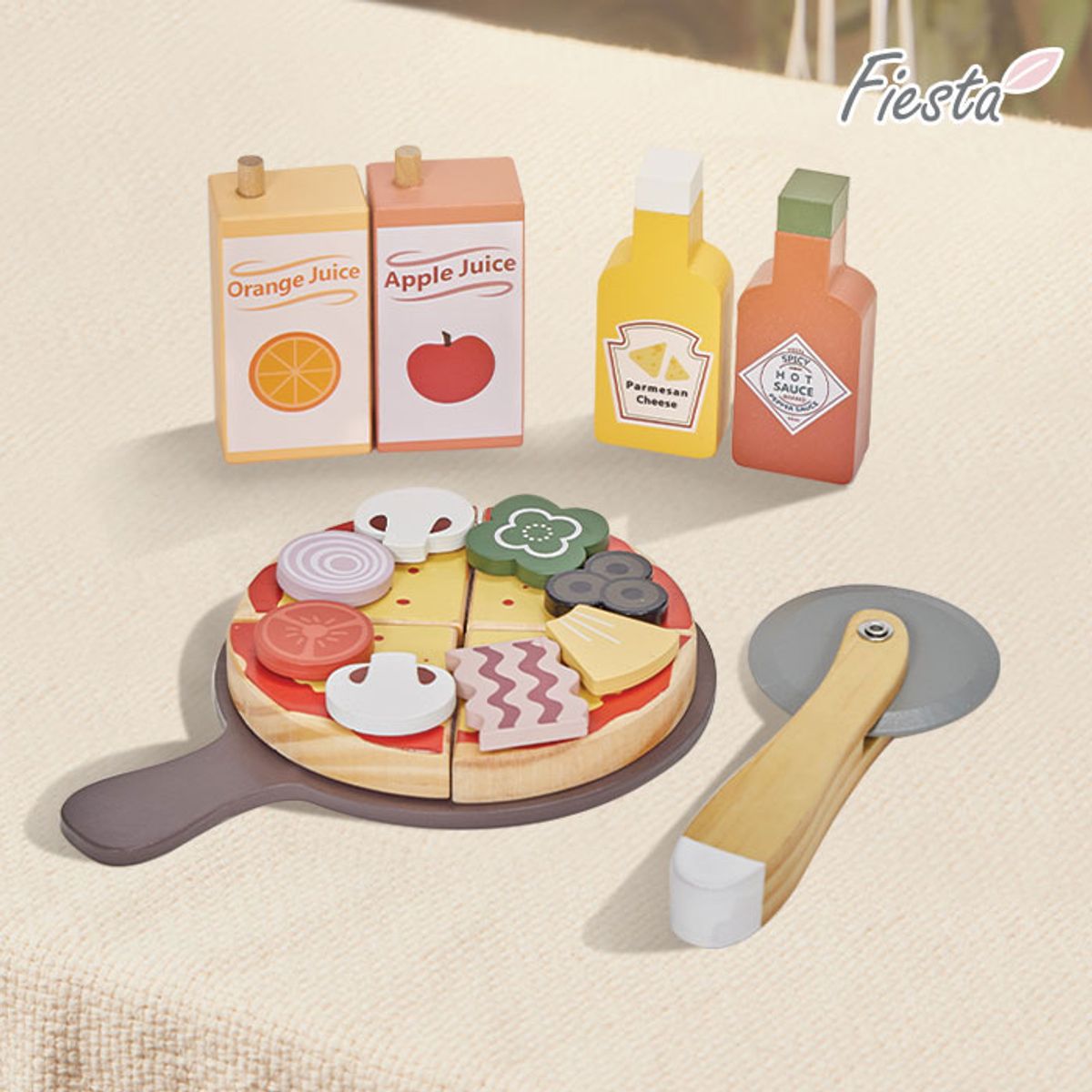 토이미소(TOYMISO) 피에스타 원목 소꿉놀이 피자 세트