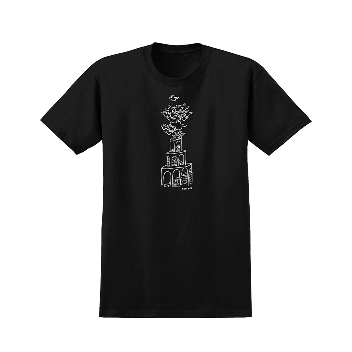 크루키드(KROOKED) SWARM S/S T-Shirt - BLACK (WHITE Print) 51023511