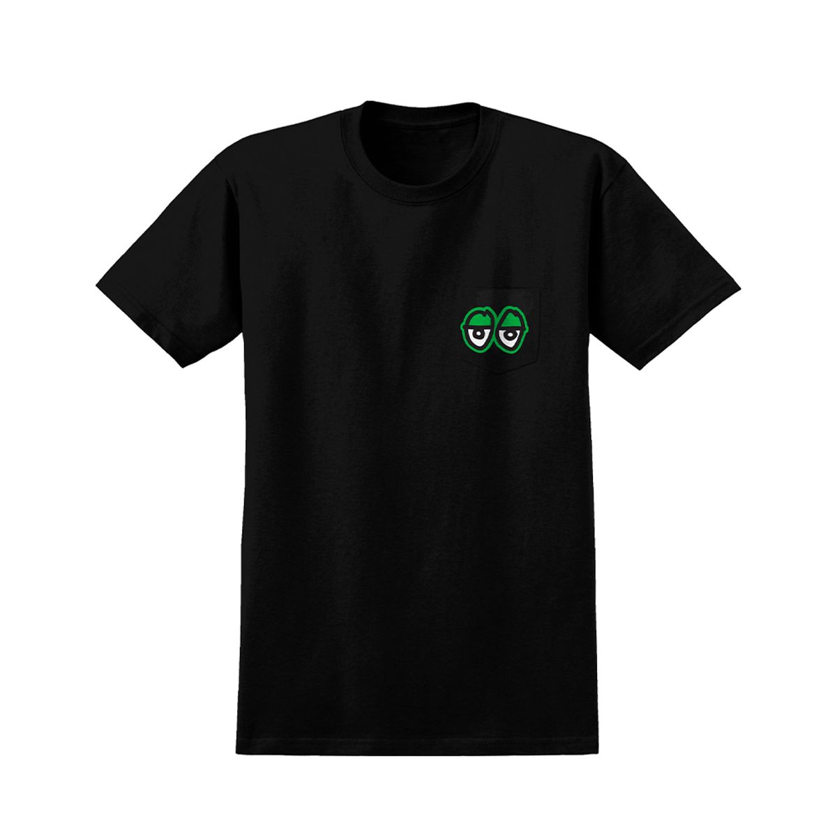 크루키드(KROOKED) STRAIT EYES S/S Pocket T-Shirt - BLACK (GREEN Print) 51023440L