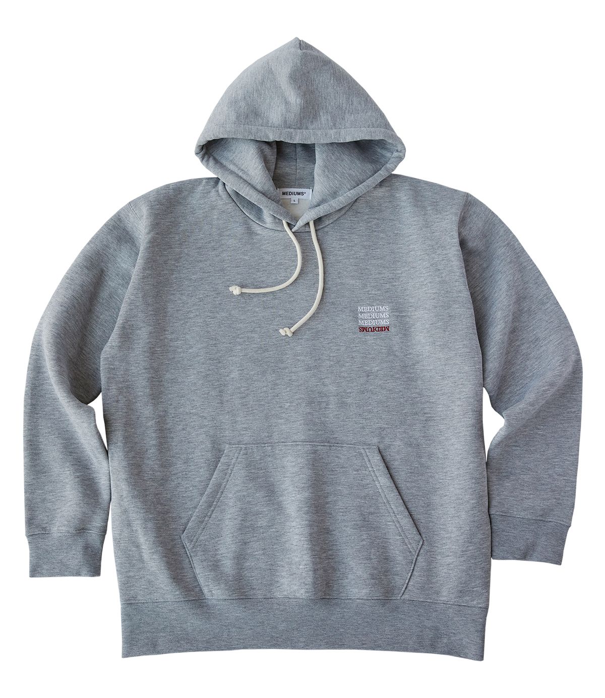 미디엄스(MEDIUMS) Upside Down Logo Hoodie - Gray (업사이드 다운 로고 후드티)