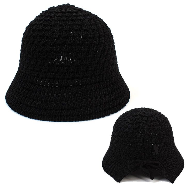 MUSINSA公式 | UNIVERSAL CHEMISTRY Knit Backopen Black Bucket Hat