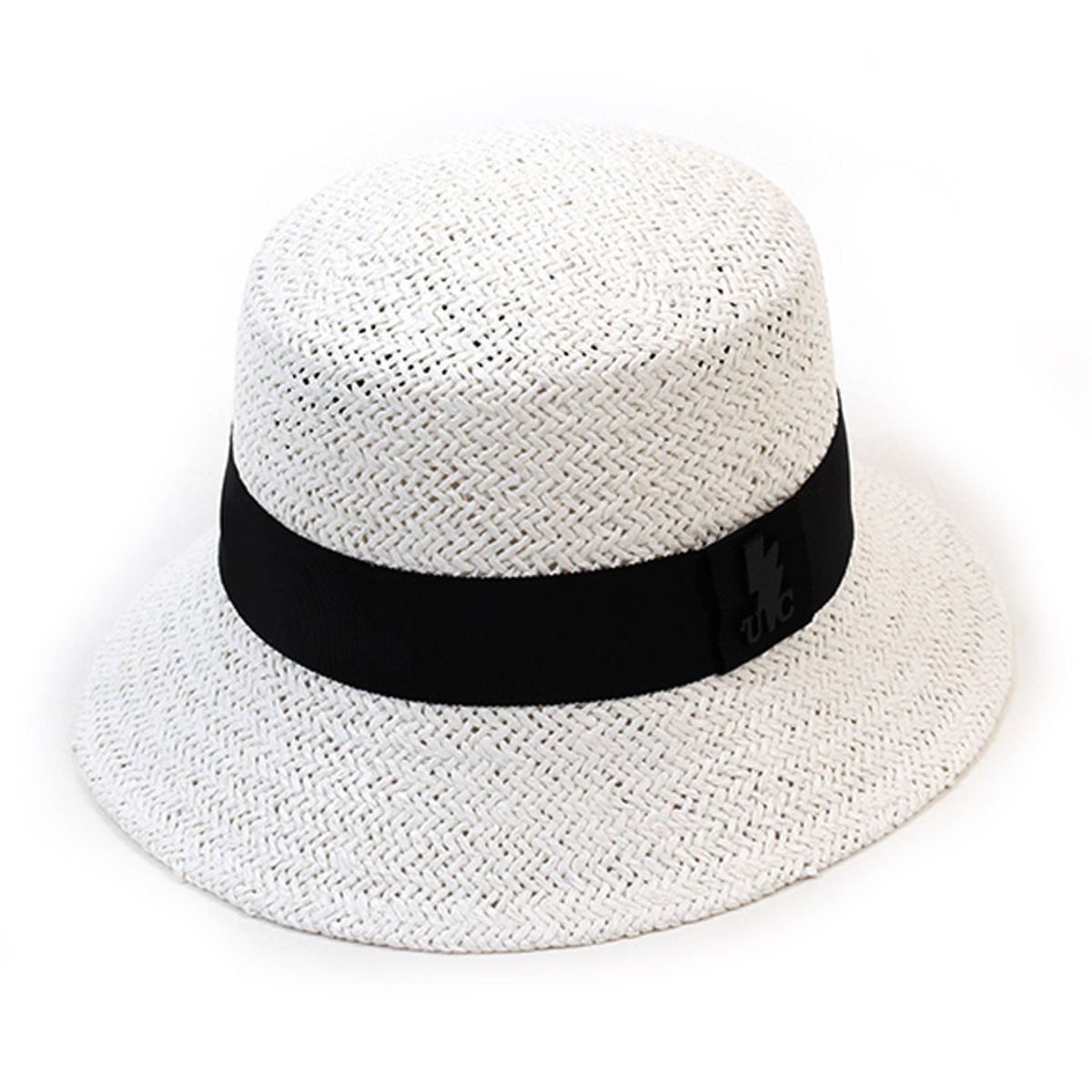 유니버셜 케미스트리(UNIVERSAL CHEMISTRY) Summer White Raffia Bucket Hat 라피아햇