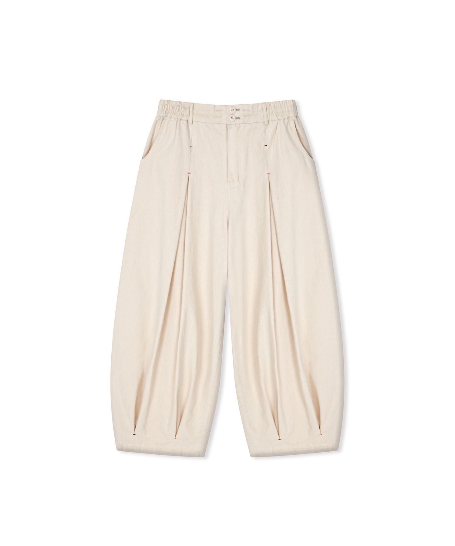 MUSINSA | ANGLAN Unbalance Long Tuck Balloon Pants - Ivory