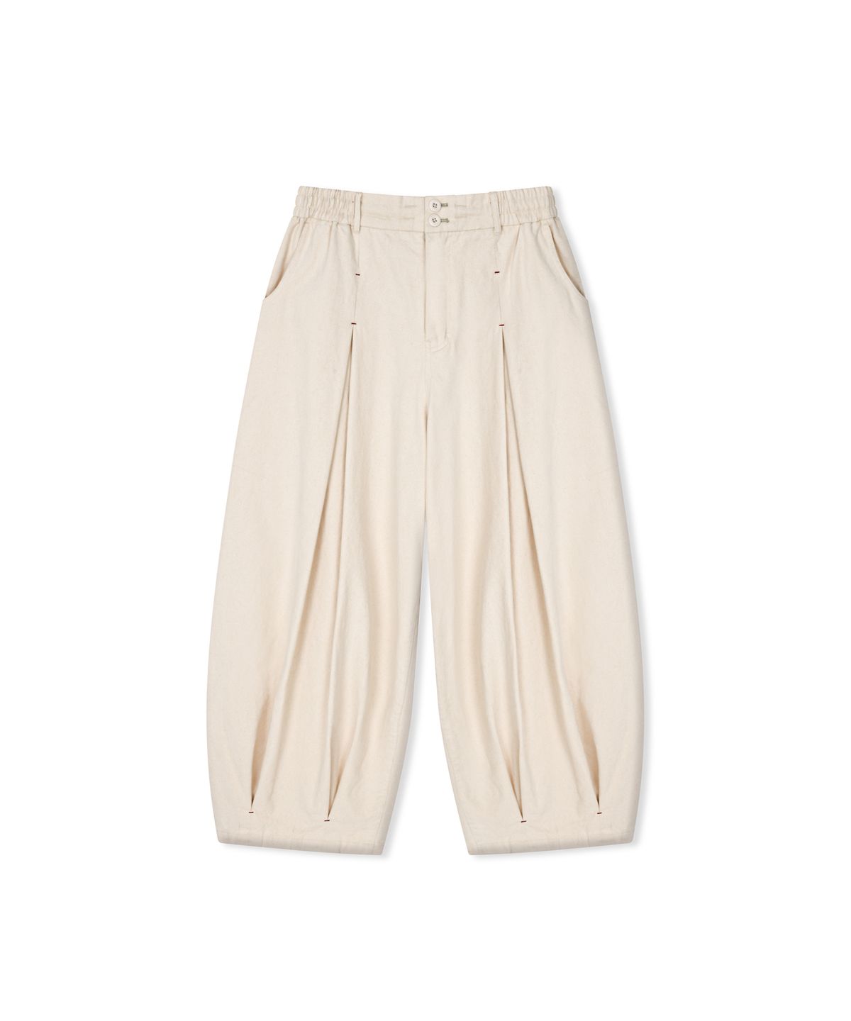 앵글런(ANGLAN) Unbalance Long Tuck Balloon Pants - Ivory