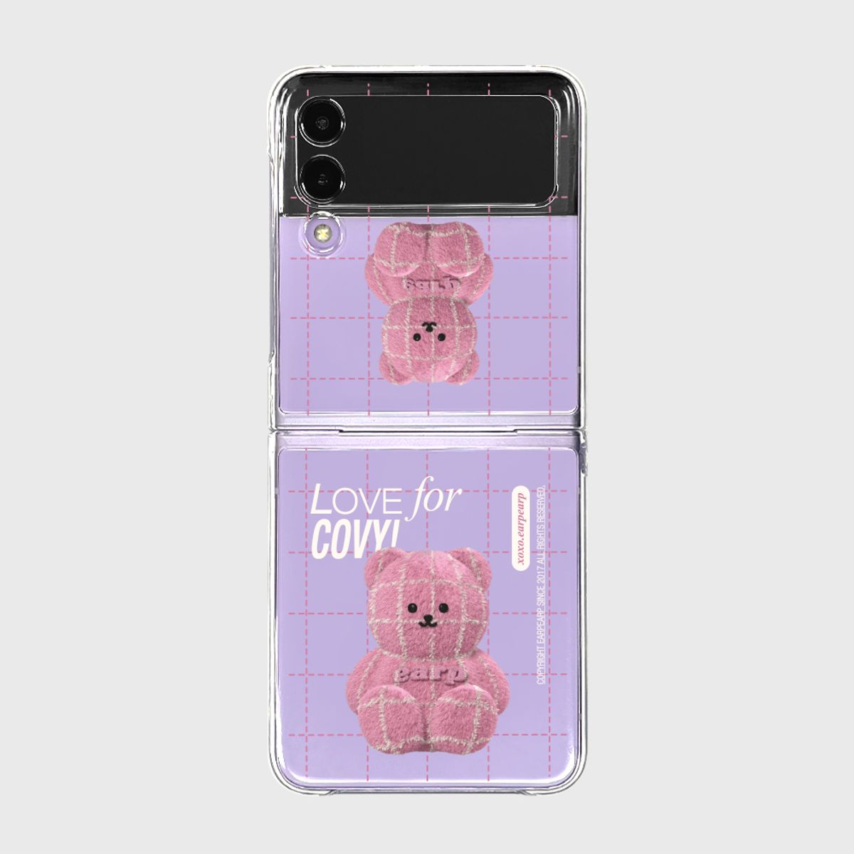 어프어프(EARPEARP) GRID FUR PINK COVY(Z플립-클리어하드)