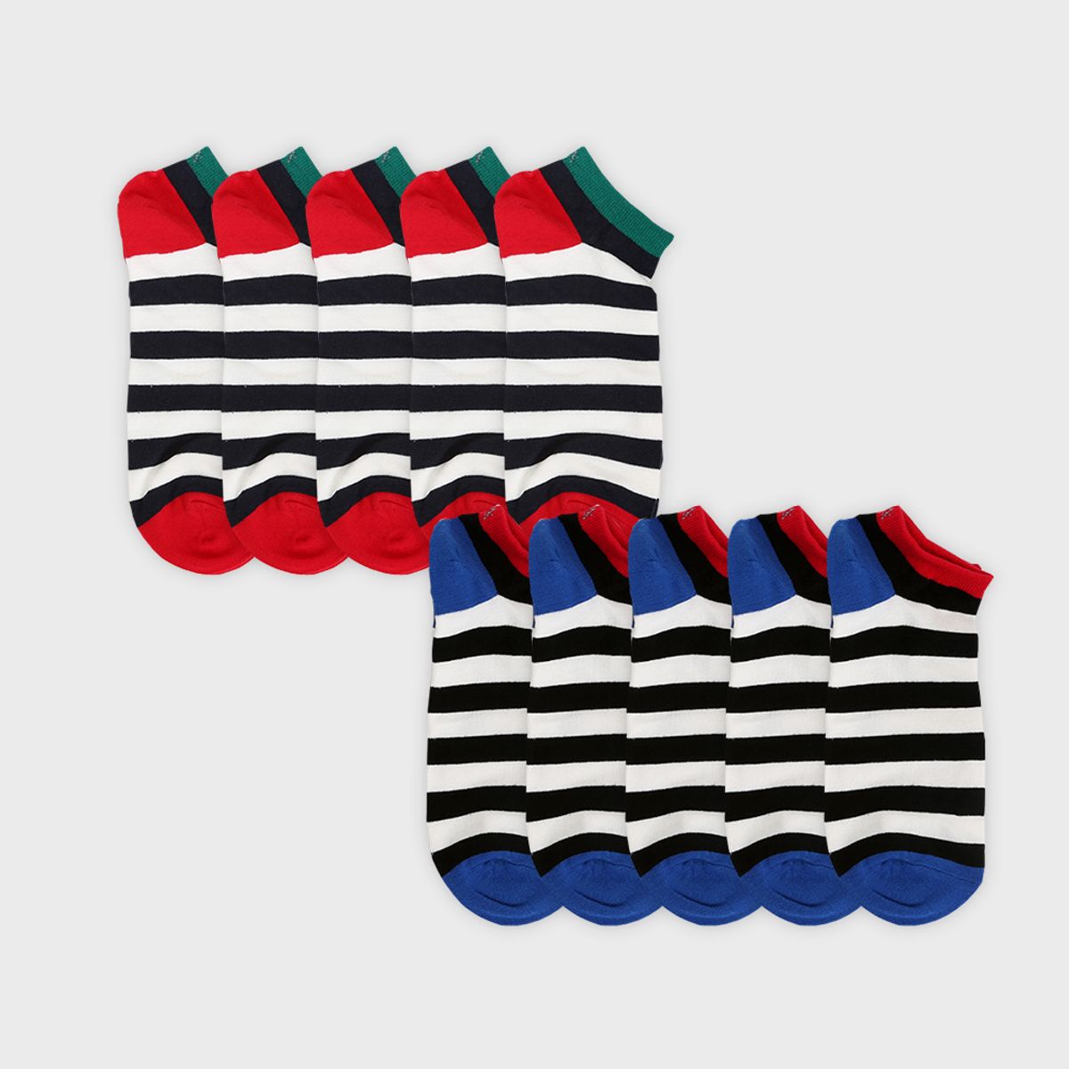 삭스에이(SOCKSA) [10PACK] 베이직 200N 비비드 링글 발목 양말