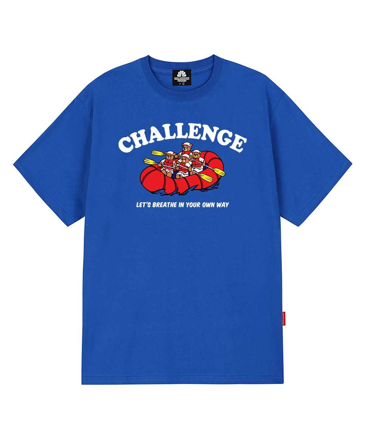 트립션(TRIPSHION) CHALLENGE BOAT BEAR GRAPHIC 티셔츠 - 블루