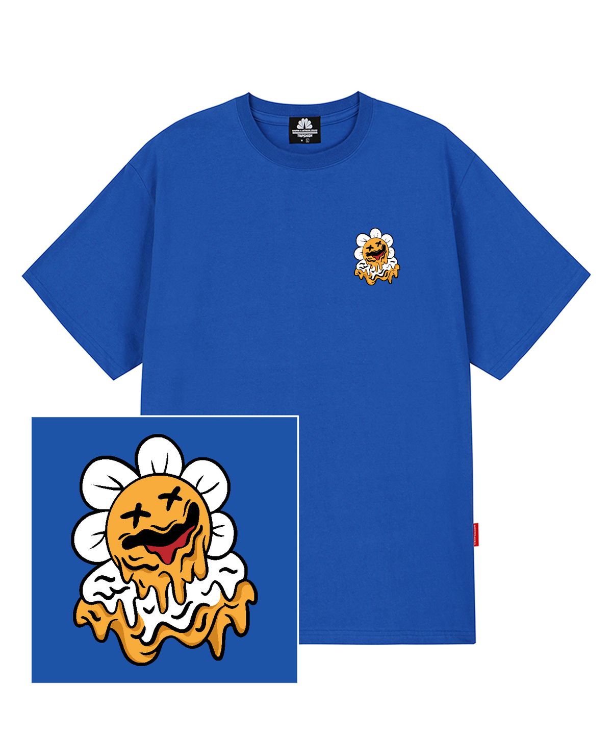 트립션(TRIPSHION) MELTING DAISY LOGO 티셔츠 - 블루
