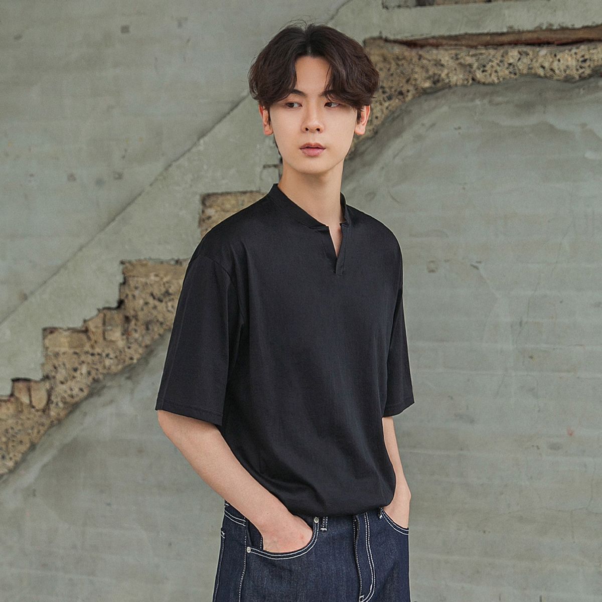 앨빈클로(ALVINCLO) [DE LUXE] BIO V SLIT HALF T DLX8003 (6color)