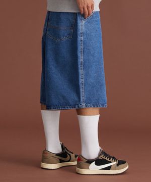 루즈핏 버뮤다 데님 숏팬츠 블루