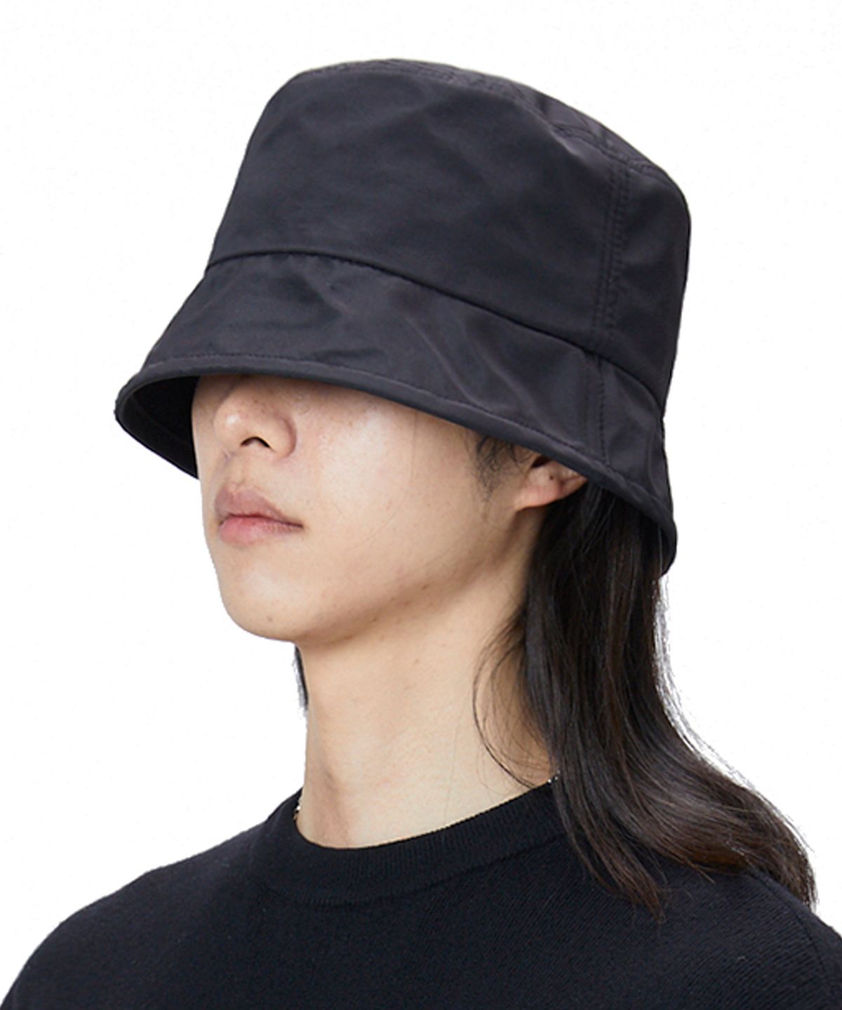 루오에스팩(LUOESPAC) 오버핏 나일론 드롭 버킷햇 (블랙)