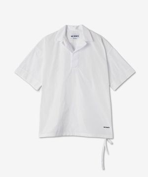 미니 로고 드로스트링 반소매 셔츠 - 오프 화이트 / MRTWMSHR004998