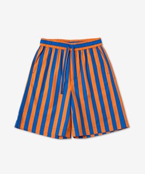 미드 라이즈 스트라이프 엘라스틱 쇼츠 팬츠 - 오렌지:아주르 / MRTWMBOT024OAS