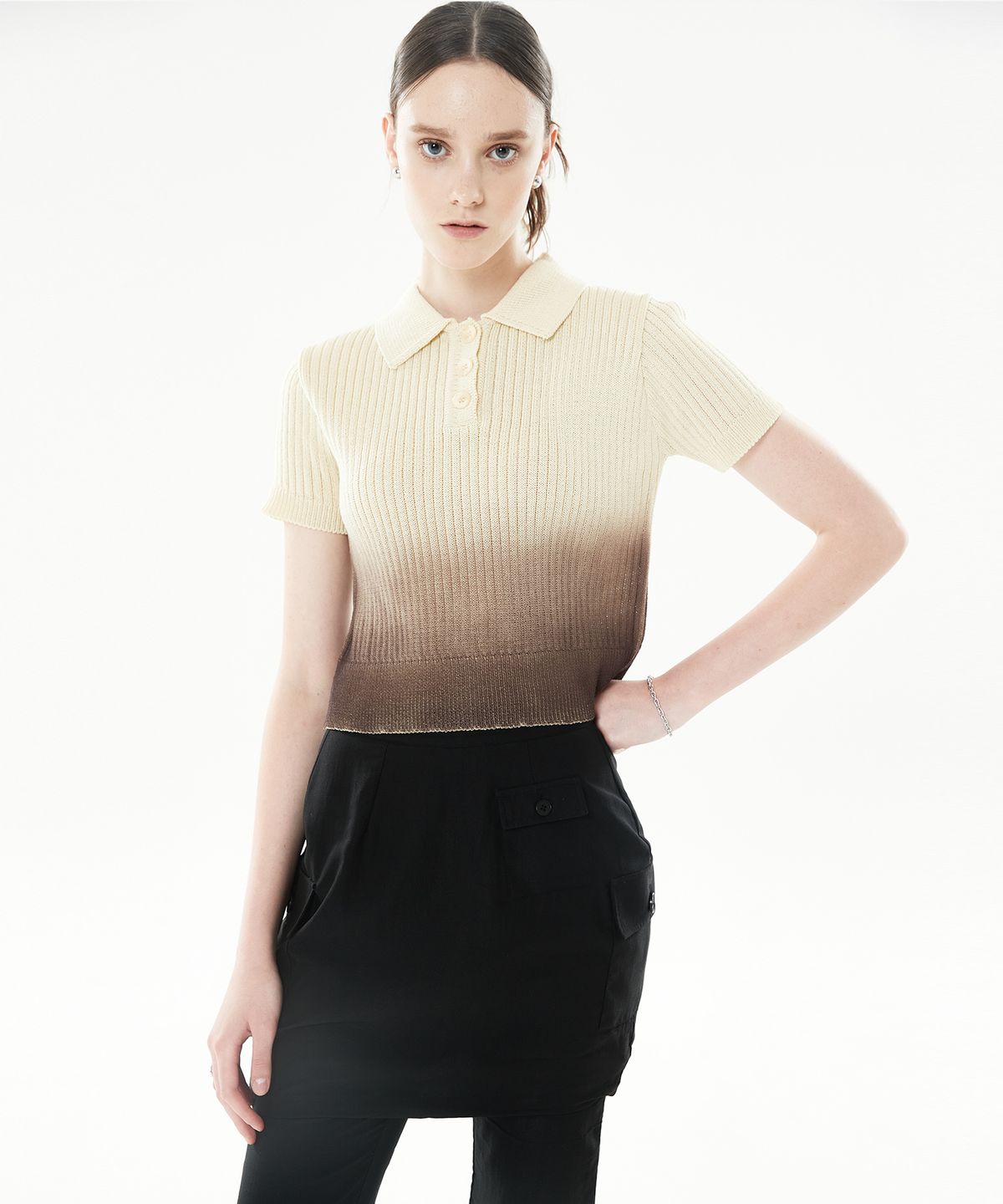 라티젠(LARTIGENT) LLS GRADATION COLLAR KNIT(YELLOW)
