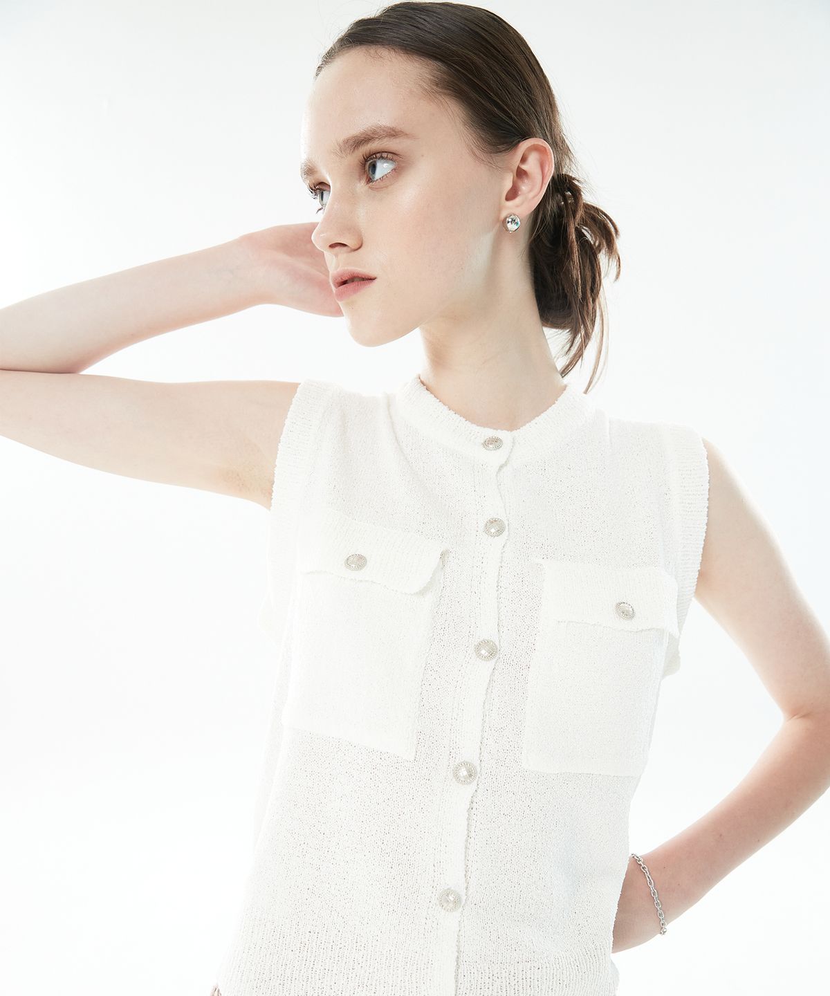 라티젠(LARTIGENT) LLS POCKET KNIT VEST(IVORY)