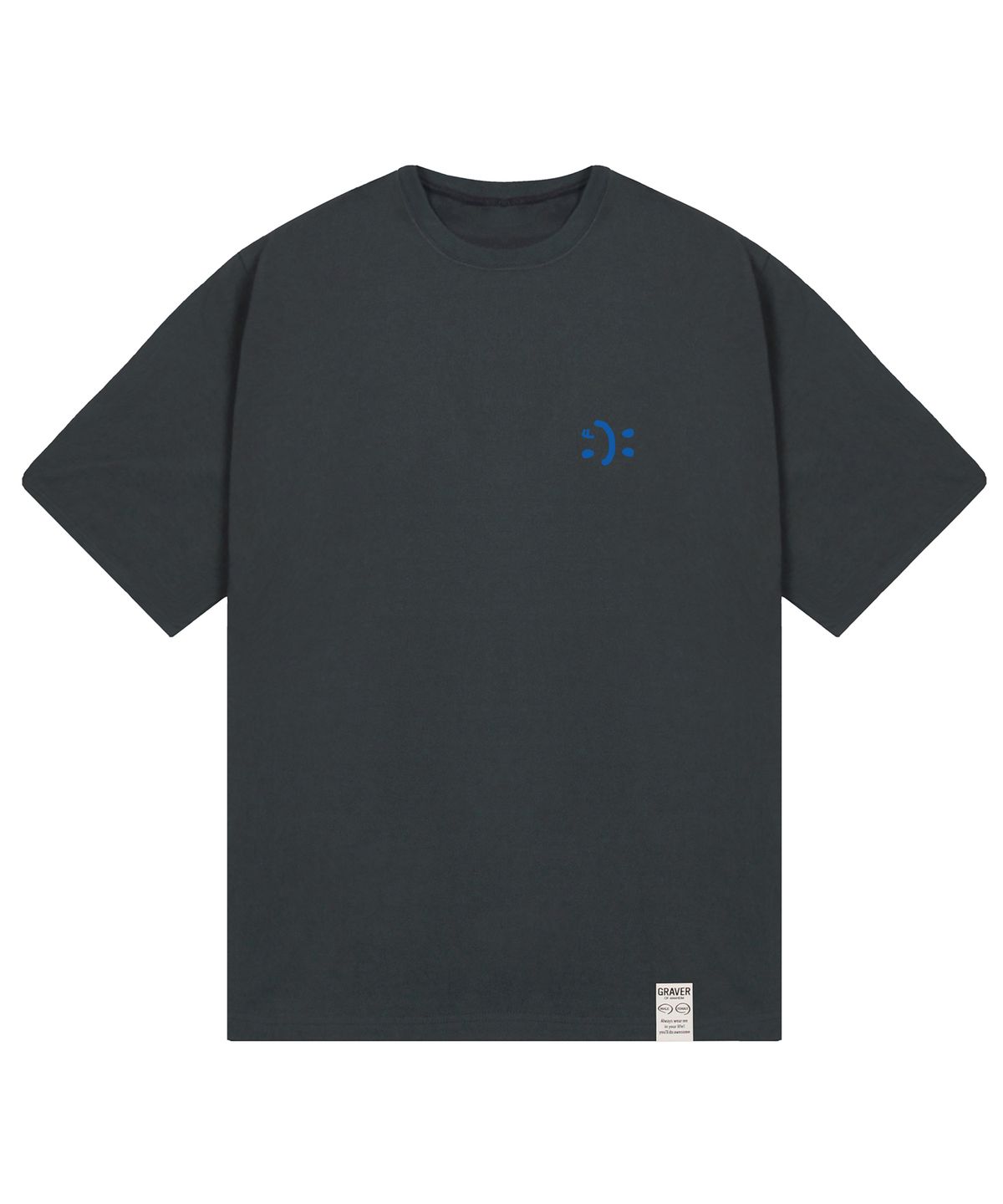 그레이버(GRAVER) [UNISEX]스몰 더블 드로잉스마일 반팔티_차콜