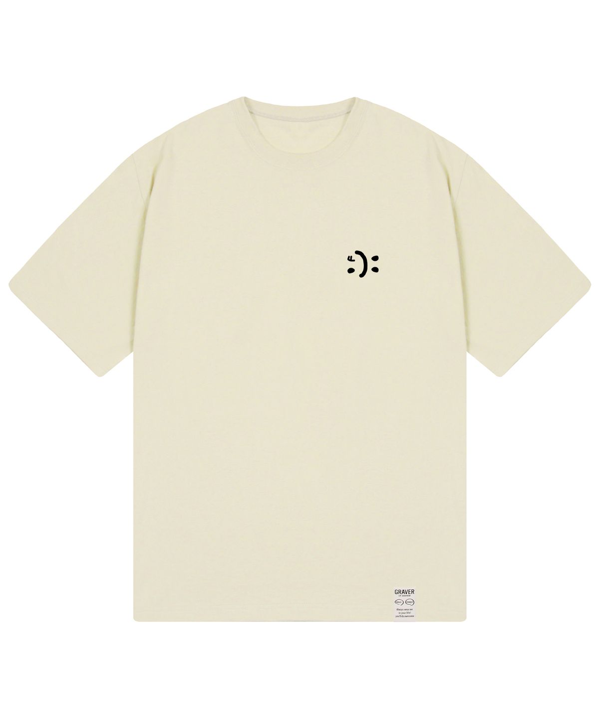 그레이버(GRAVER) [UNISEX]스몰 더블 드로잉스마일 반팔티_샌드베이지