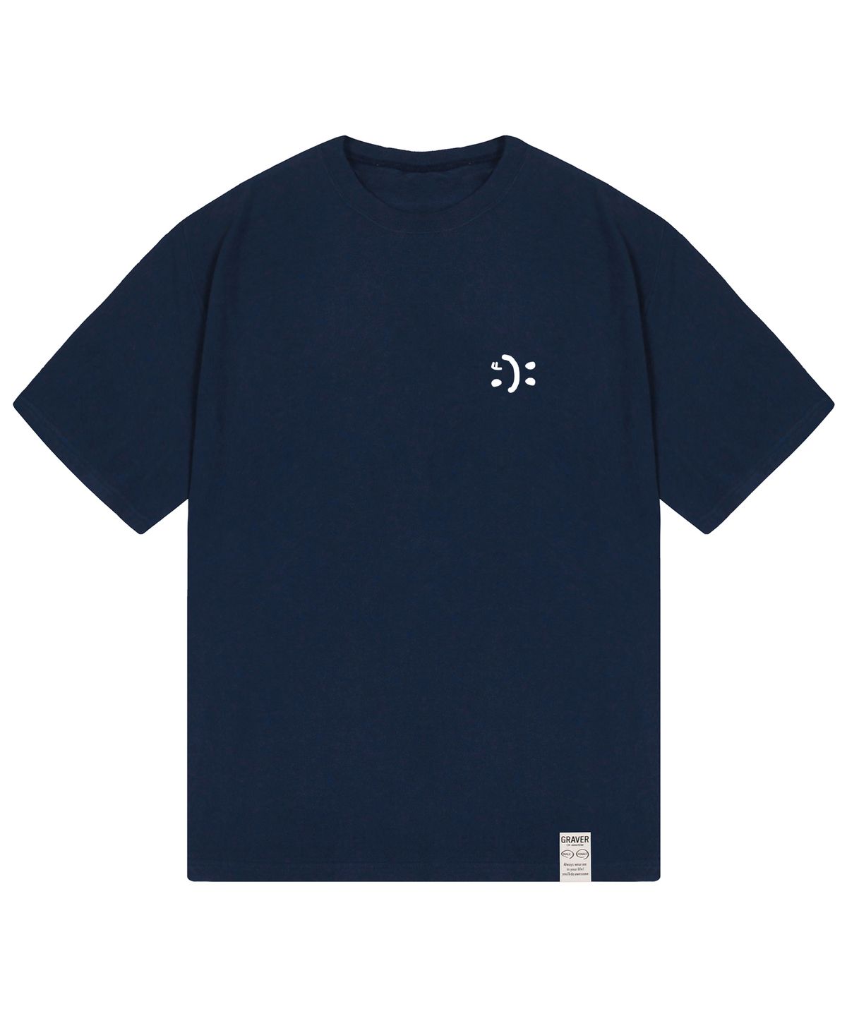그레이버(GRAVER) [UNISEX]스몰 더블 드로잉스마일 반팔티_네이비