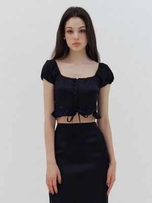 Baby Black Semi Crop Blouse