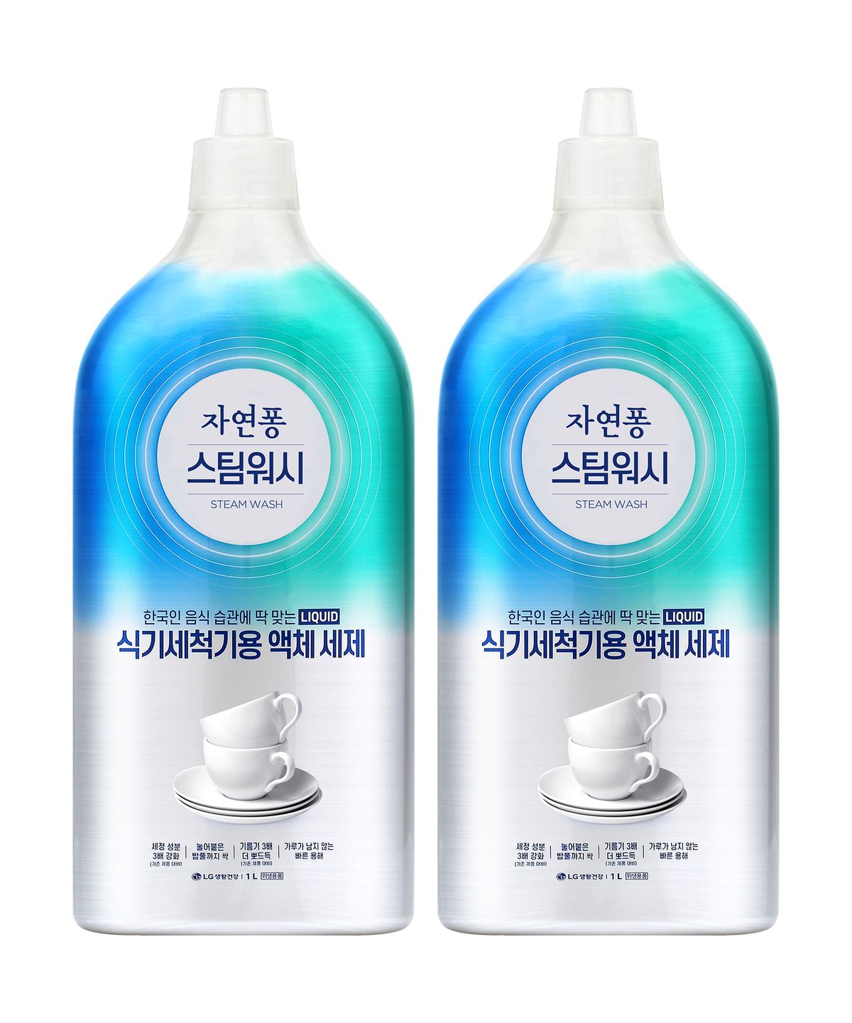 자연퐁(JAYEONPONG) 스팀워시 식기세척기용 액체세제 1L x 2개