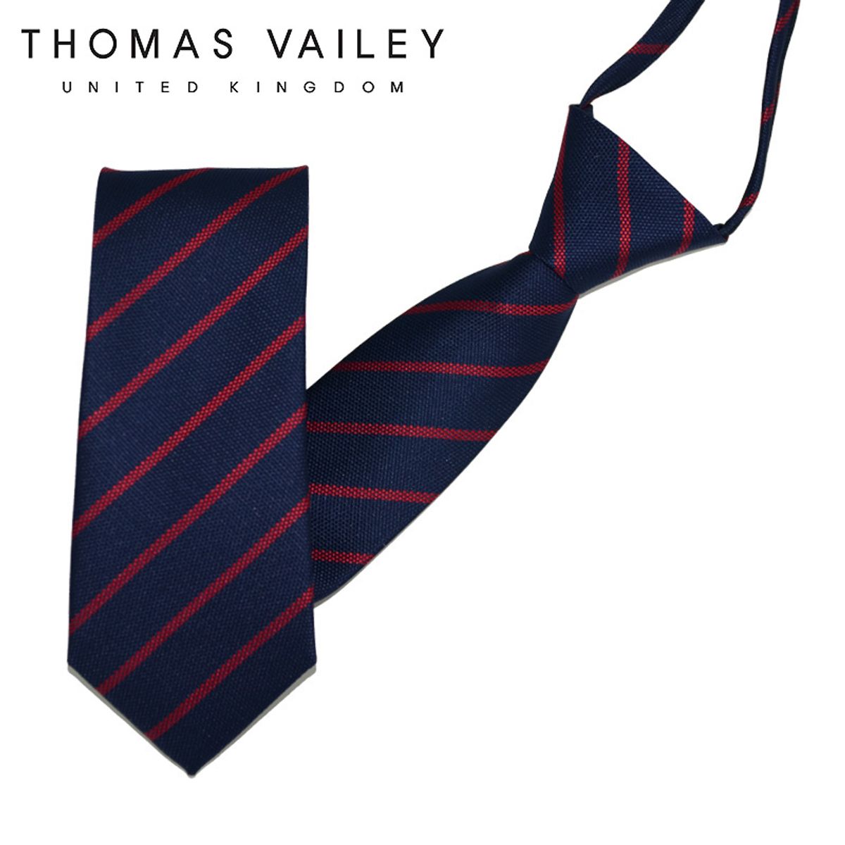 토마스 베일리(THOMAS VAILEY) 자동/지퍼넥타이-싱글 네이비레드 7cm