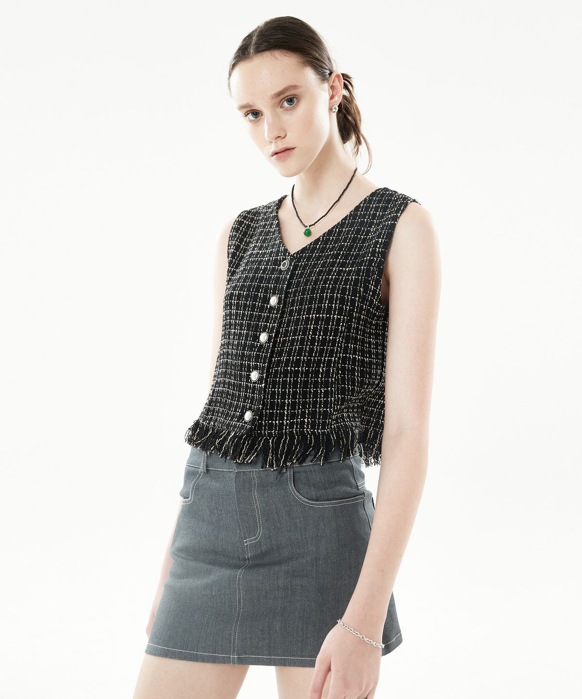 라티젠(LARTIGENT) LLS GREY MINI SKIRT(GRAY)
