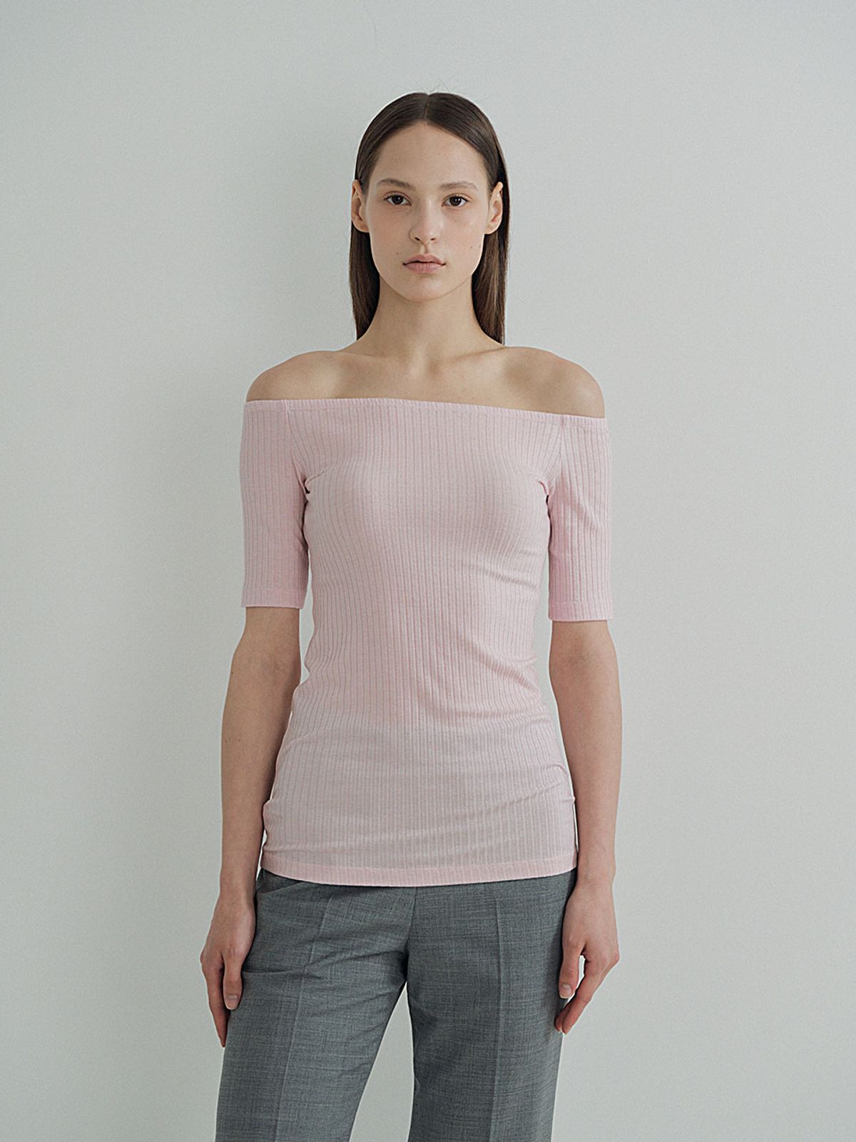 플로우먼(FLOWOMEN) Off Shoulder Top_Baby Pink