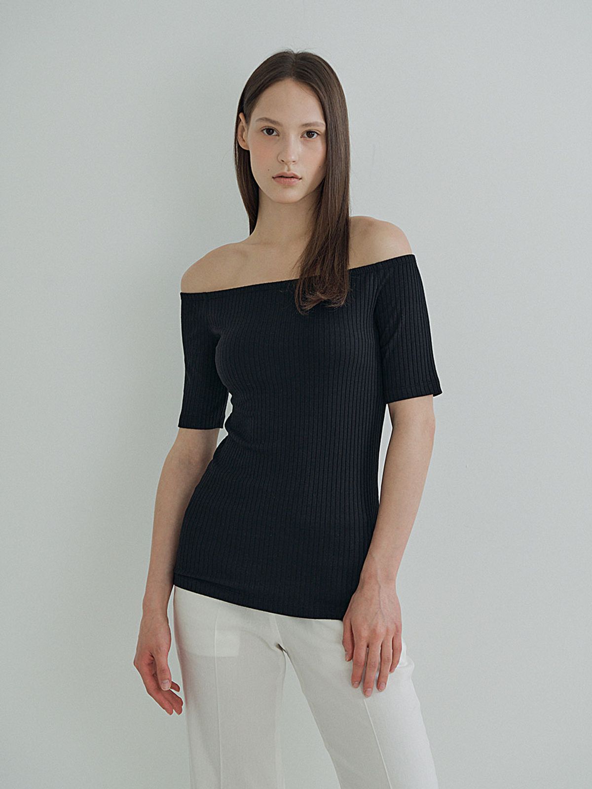 플로우먼(FLOWOMEN) Off Shoulder Top_Black