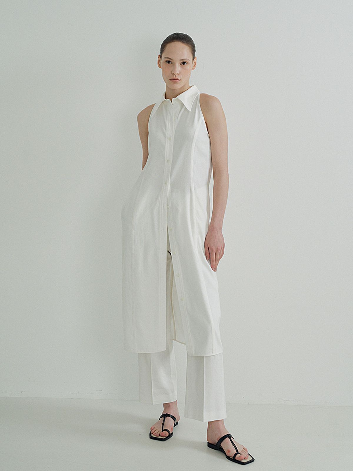 플로우먼(FLOWOMEN) Halter Shirts Dress_Ivory
