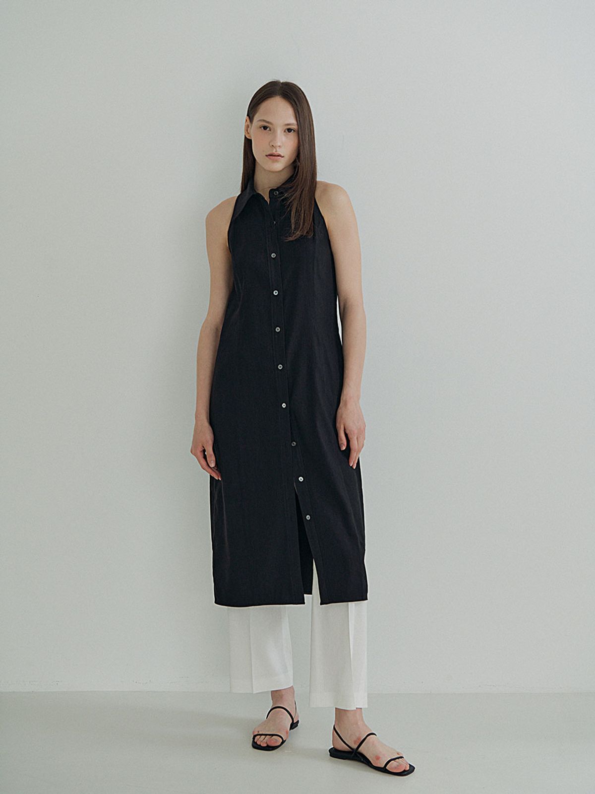 플로우먼(FLOWOMEN) Halter Shirts Dress_Black