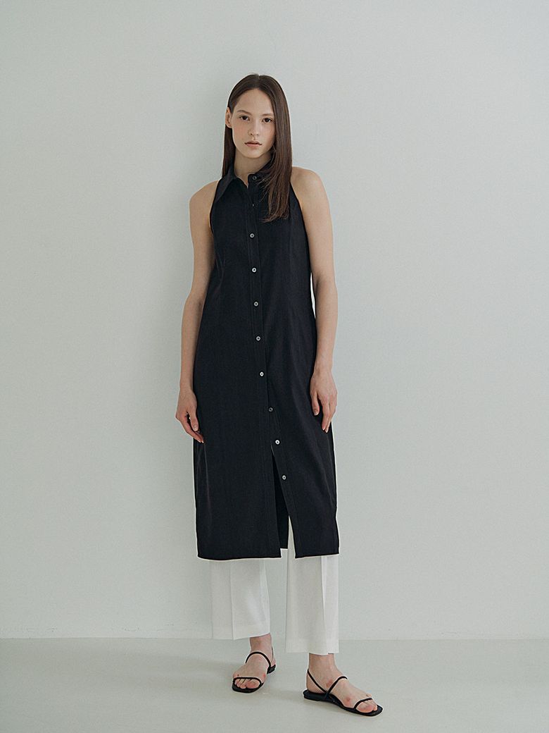 Halter Shirts Dress_Black