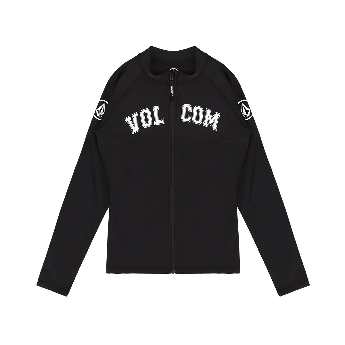볼컴(VOLCOM) 여성 스톤 집업 슬림핏 래쉬가드(블랙)