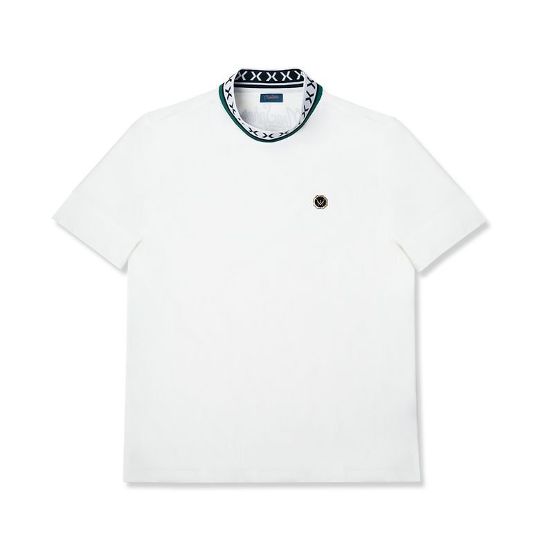 MEN SLIM-FIT HIGH NECK T-SHIRT WHITE