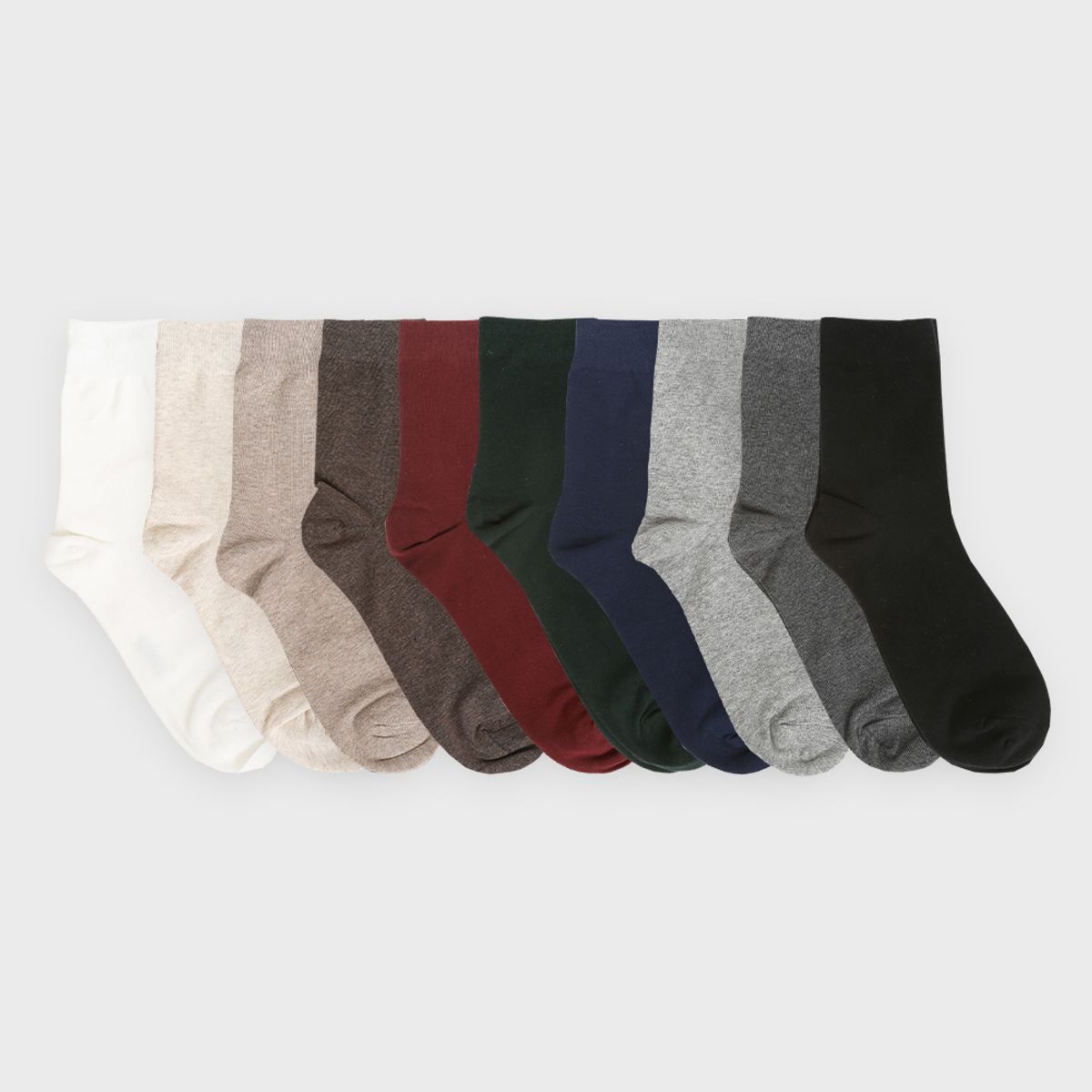 삭스에이(SOCKSA) [10PACK] 베이직 200N 데일리 무지 미들 긴양말 10컬러