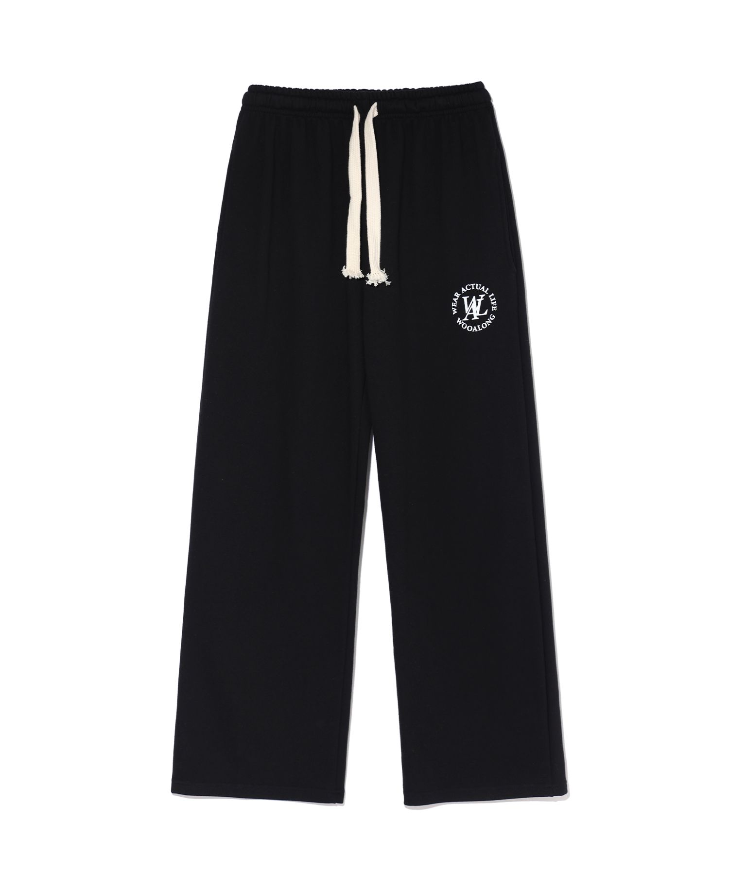 ★WOOALONG★Flor logo long wide pants 【送料込/関税込】 MUSINSA公式 | WOOALONG Flor logo long wide pants - BLACK