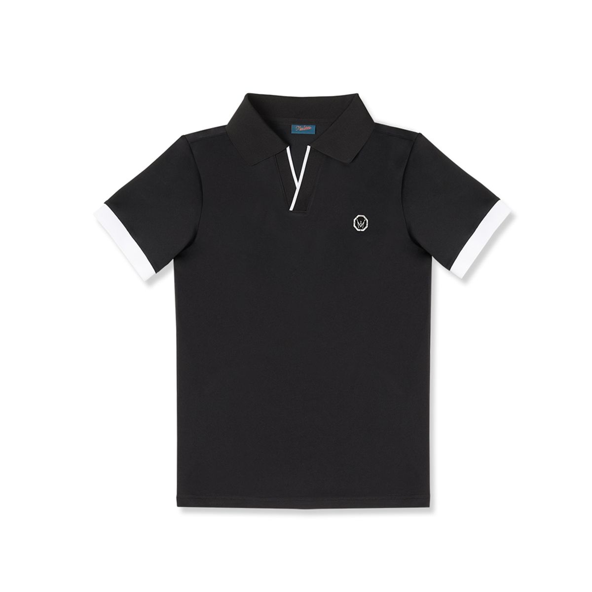 미스페라(MEASPHERA) WOMEN REGULAR-FIT OPEN COLLAR POLO SHIRT BLACK